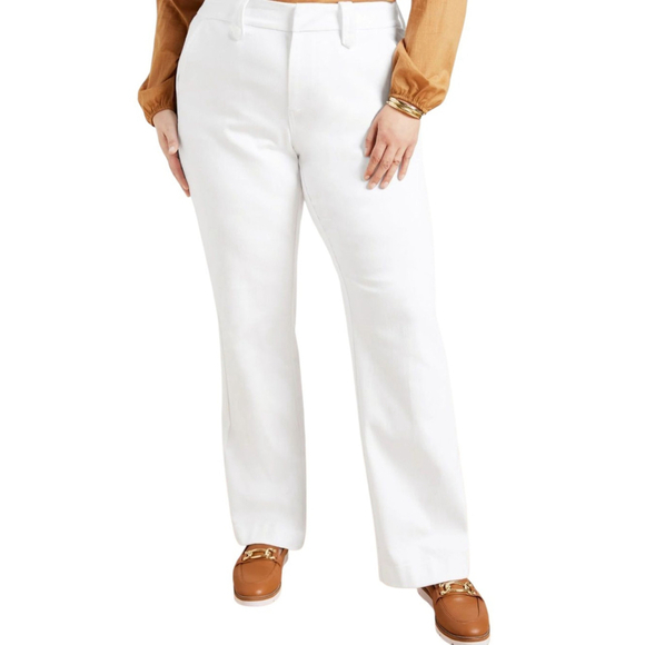 Talbots Women's Flare Wide-Leg White Pants Size 6 Waist 30" Inseam 31.5" - Picture 1 of 9